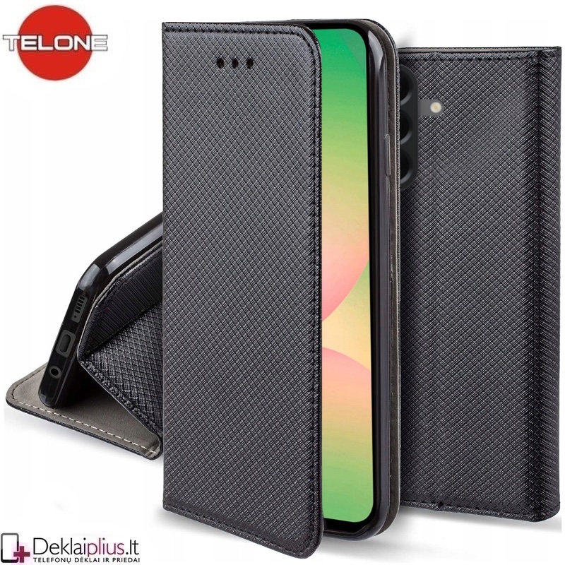 Telone atverčiamas dėklas - juodas (Samsung Galaxy A37 5G) Telone atverčiamas dėklas - juodas (Samsung Galaxy A37 5G)